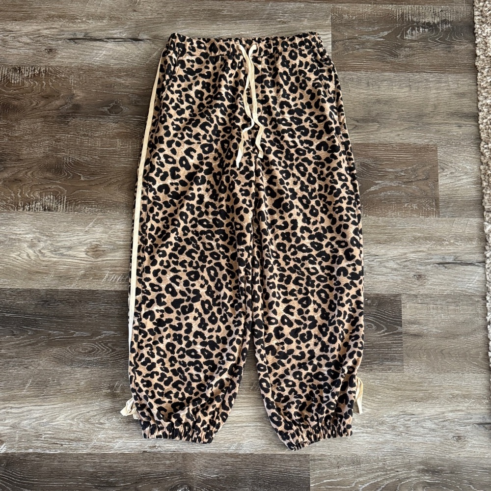 BiBi Leopard Print Jogger Pants - Tan and Black